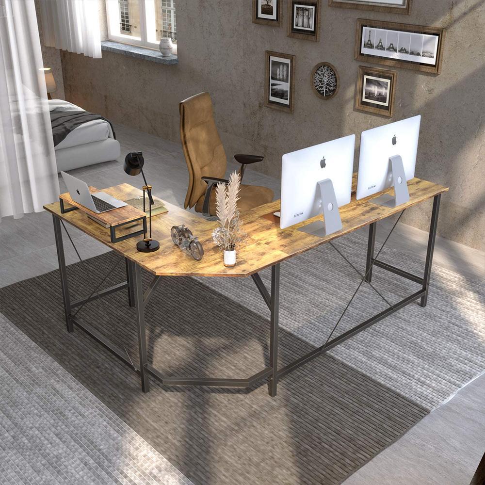 L-Shaped Desk with Small Table