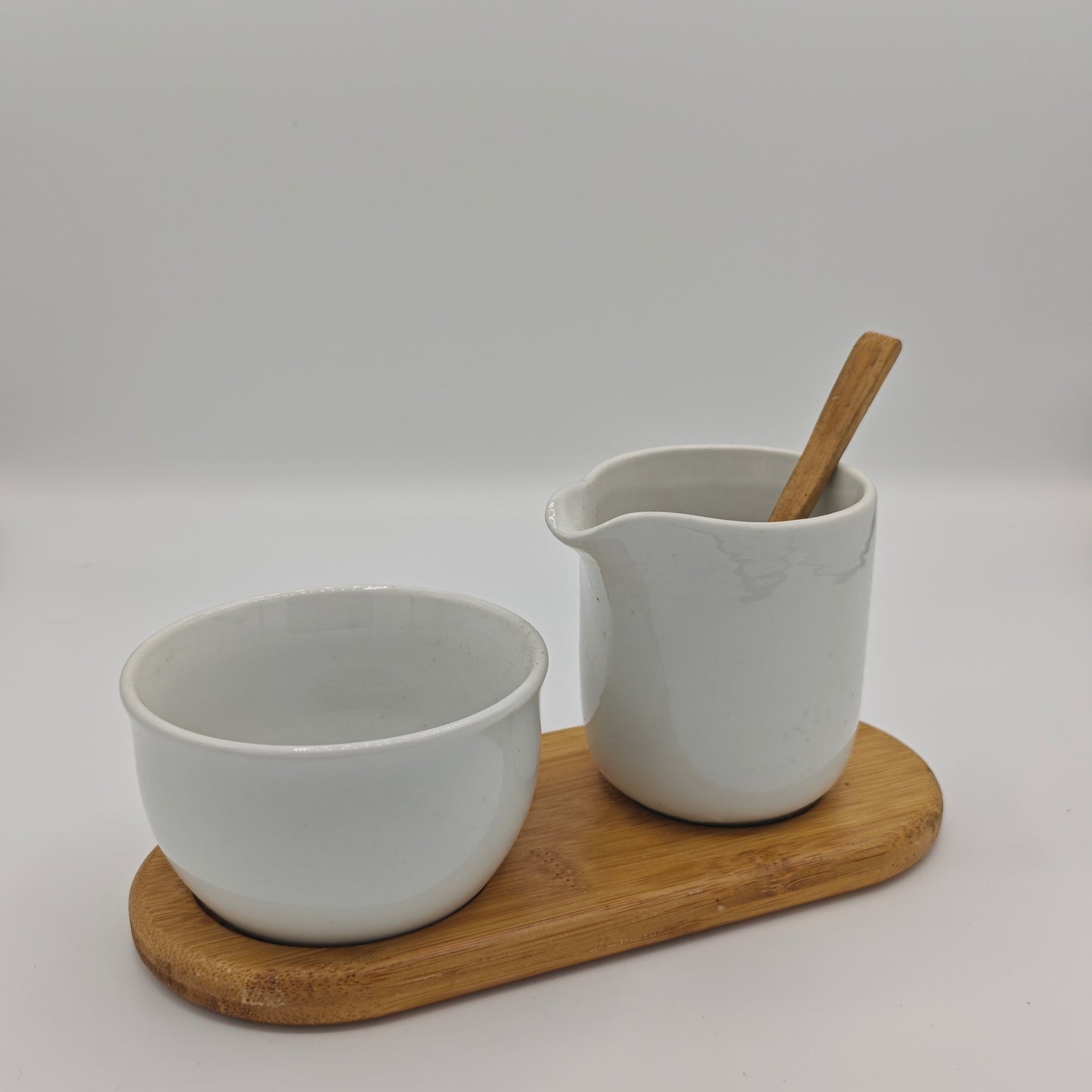 Bamboo Sugar Bowl with Milk Jug