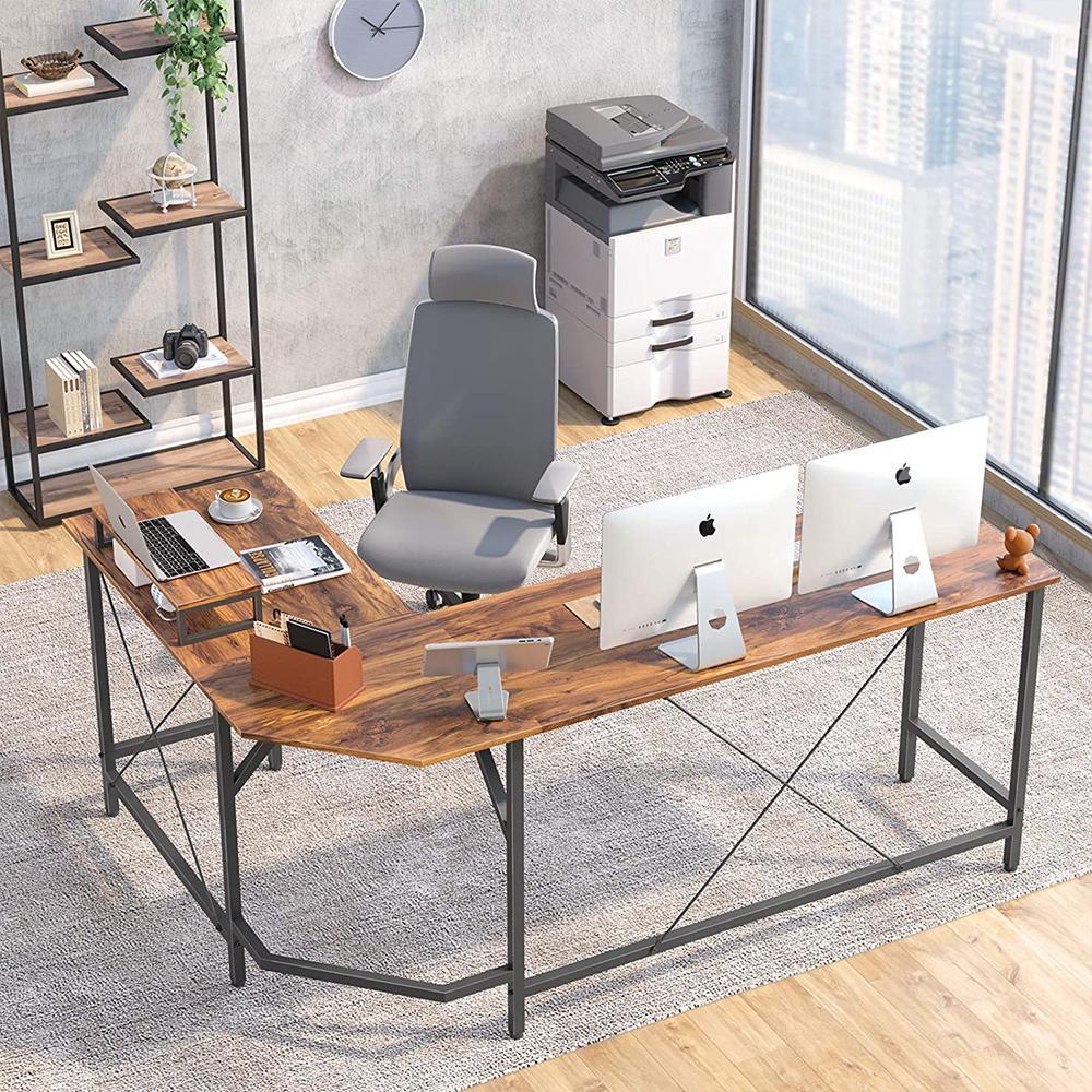 L-Shaped Desk with Small Table