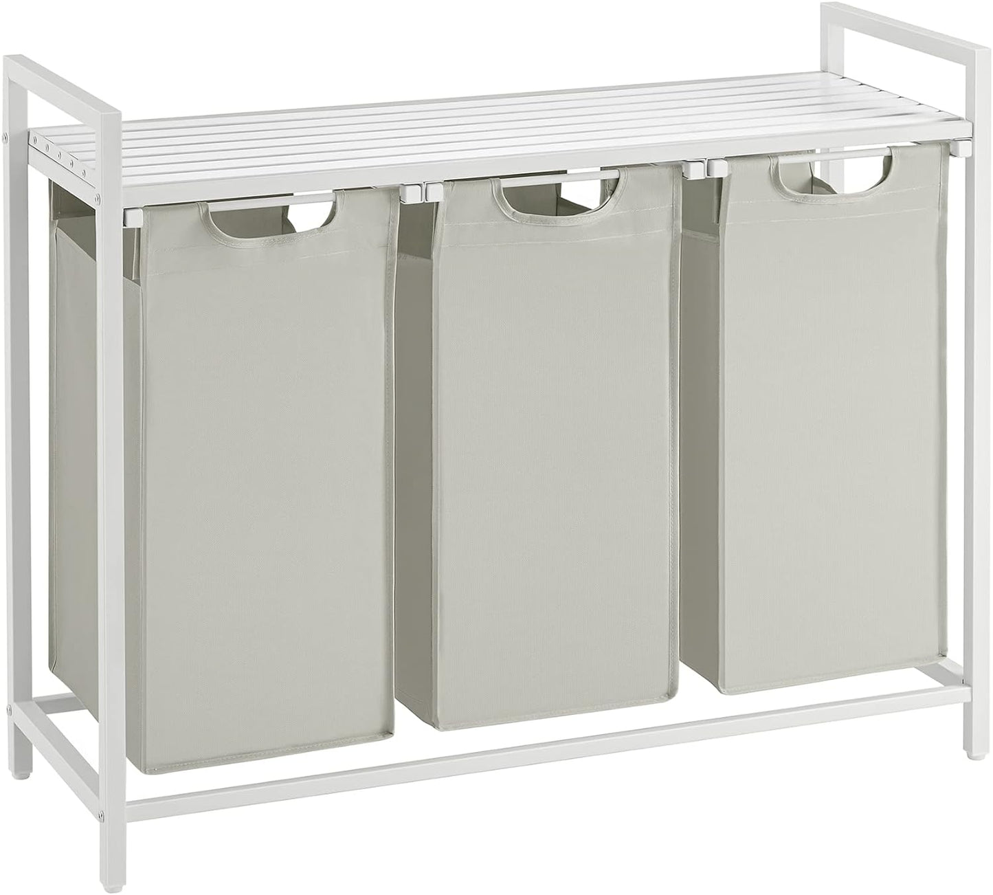 VASAGLE White Laundry Basket, 3 Compartments
