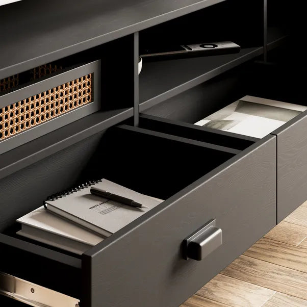 Fulton Extra Wide TV Unit, Black for TVs up to 80