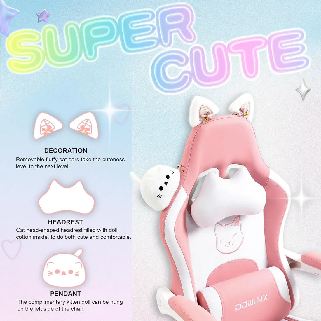 Dowinx Cute Cat‑Ear Gaming Chair