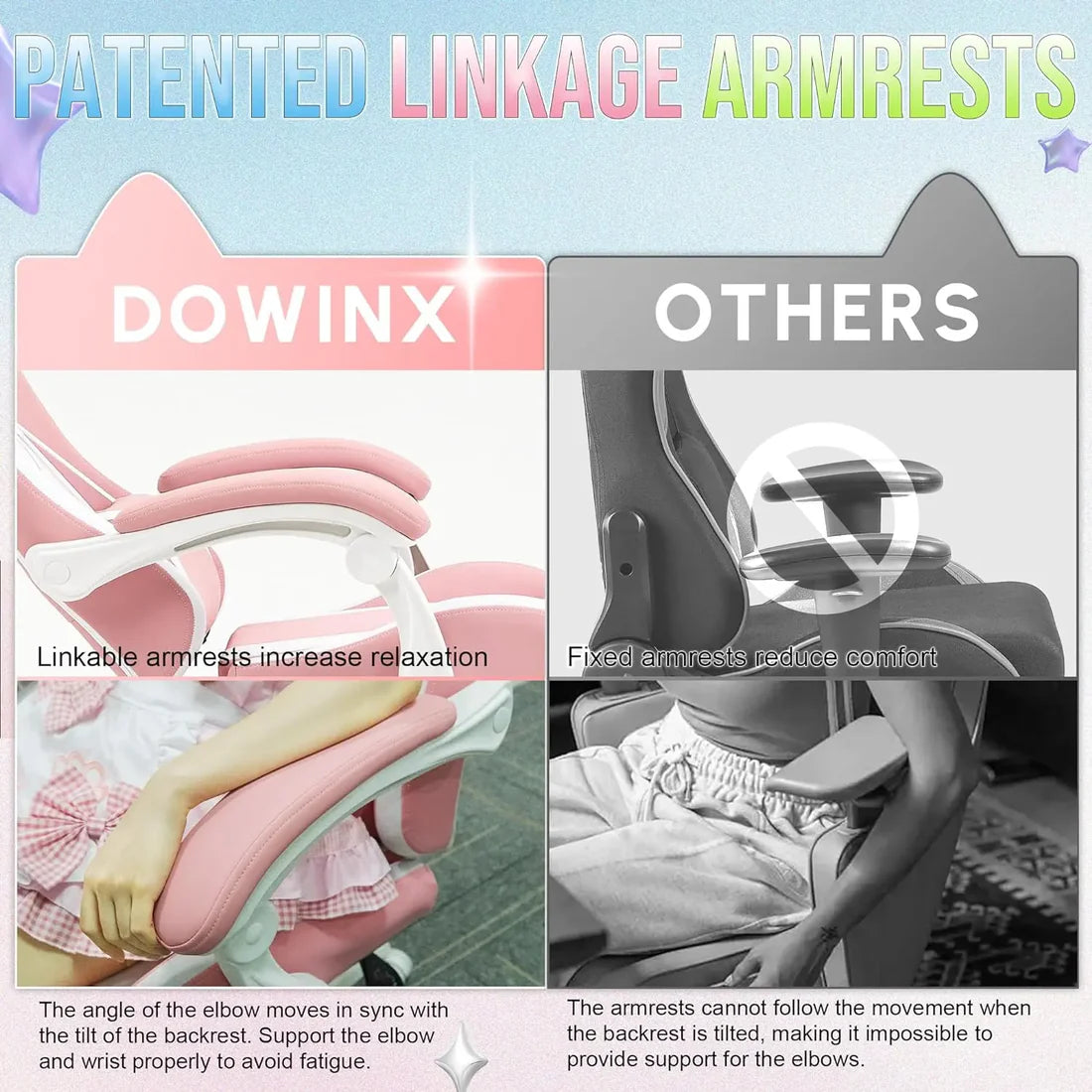 Dowinx Cute Cat‑Ear Gaming Chair