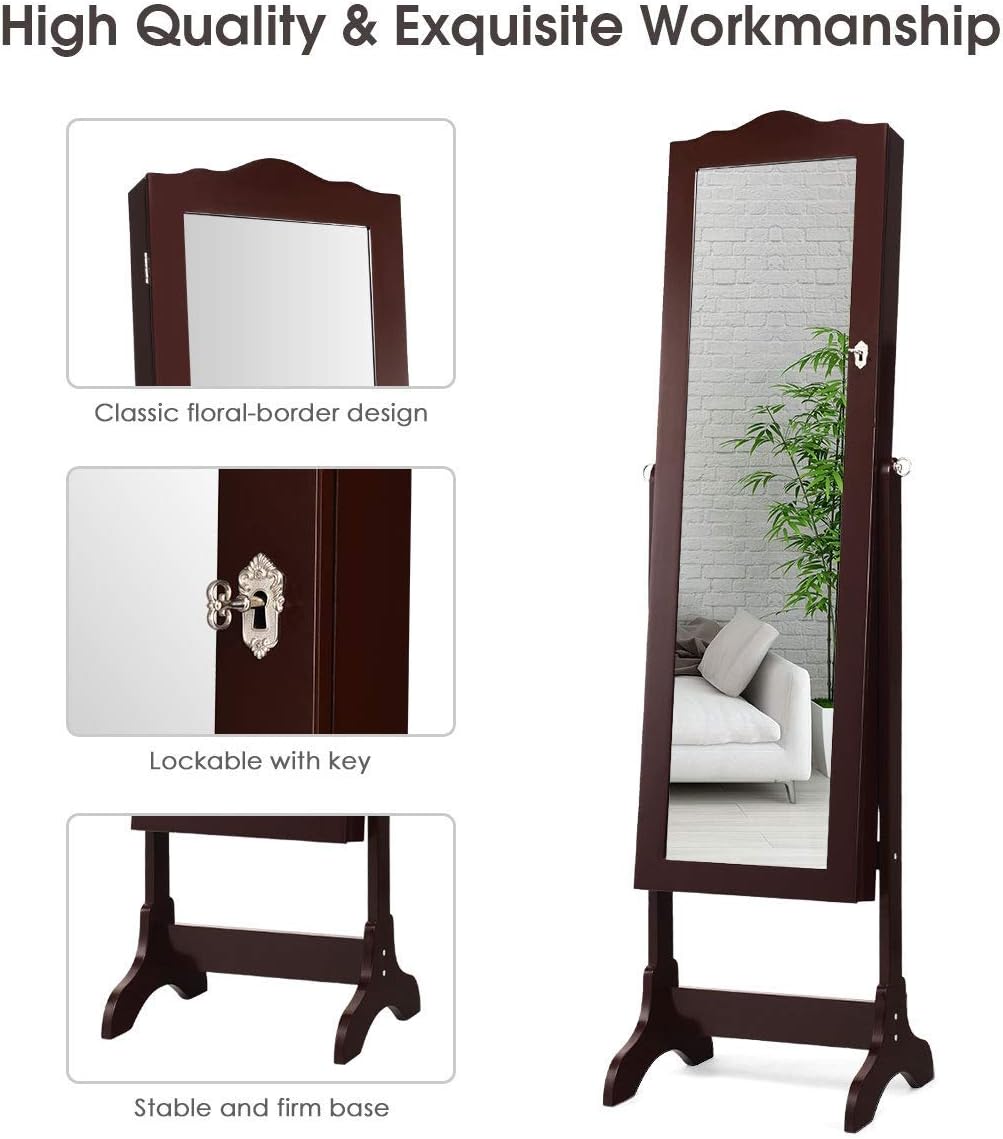 Standing Jewelry Mirror Armoire