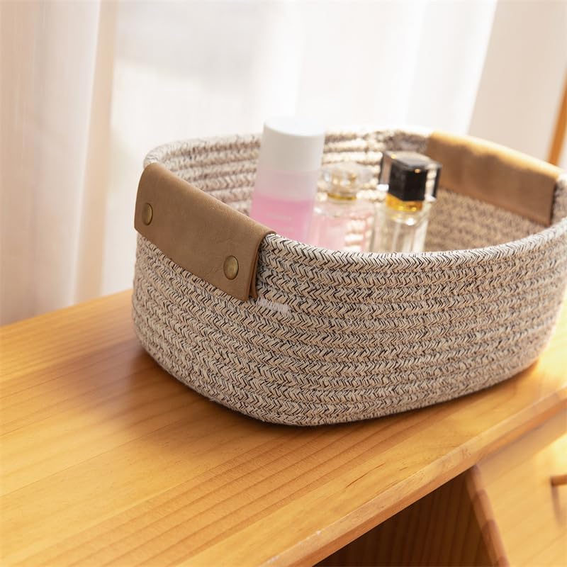 Set of 2 Natural Cotton Storage Baskets