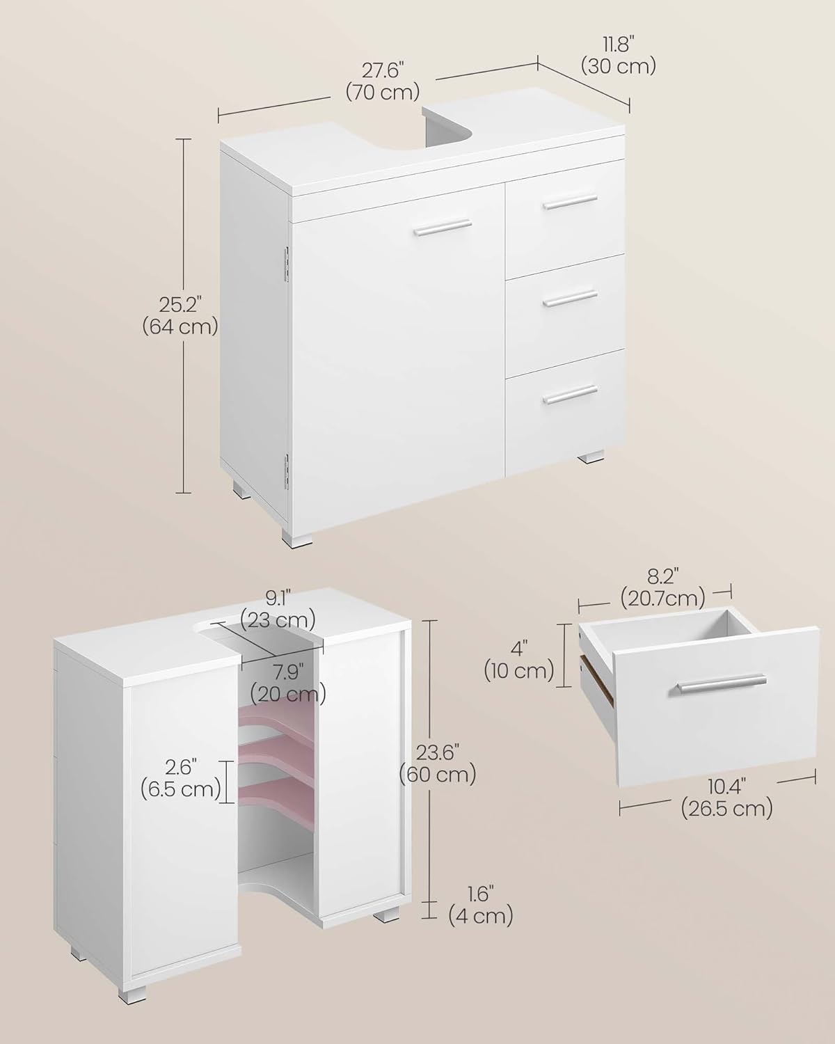 VASAGLE Under Sink Bathroom Cabinet