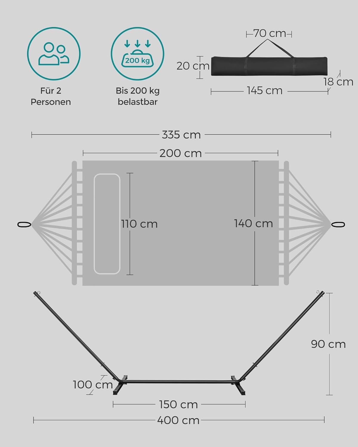 SONGMICS Hammock with Frame GHS002G01