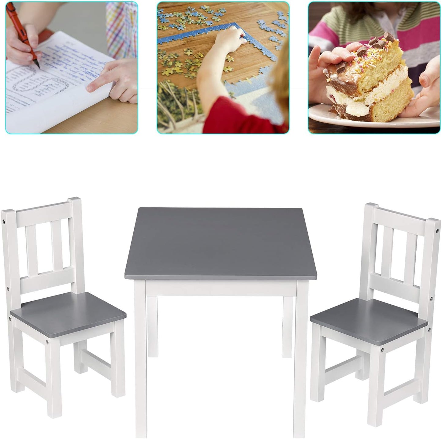 WOLTU Wooden Kids' Children's Table with 2 Chairs (SG014)