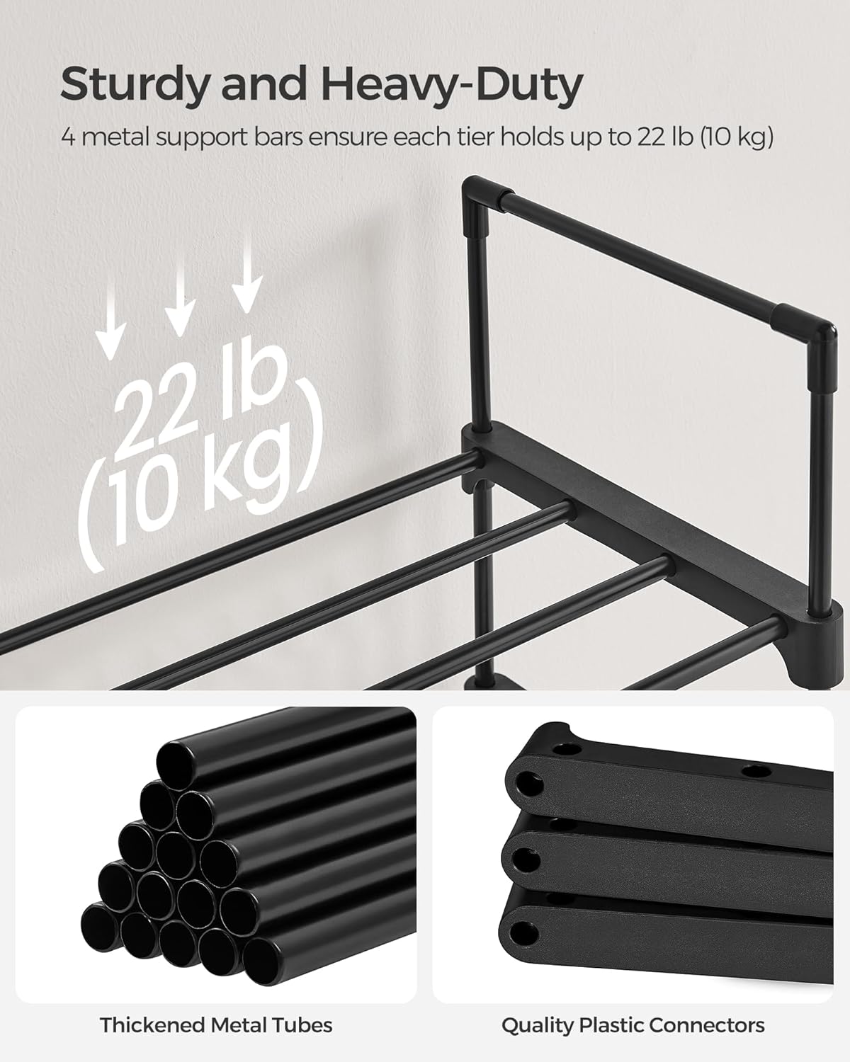 SONGMICS 10-Tier Shoe Rack LSA25BK