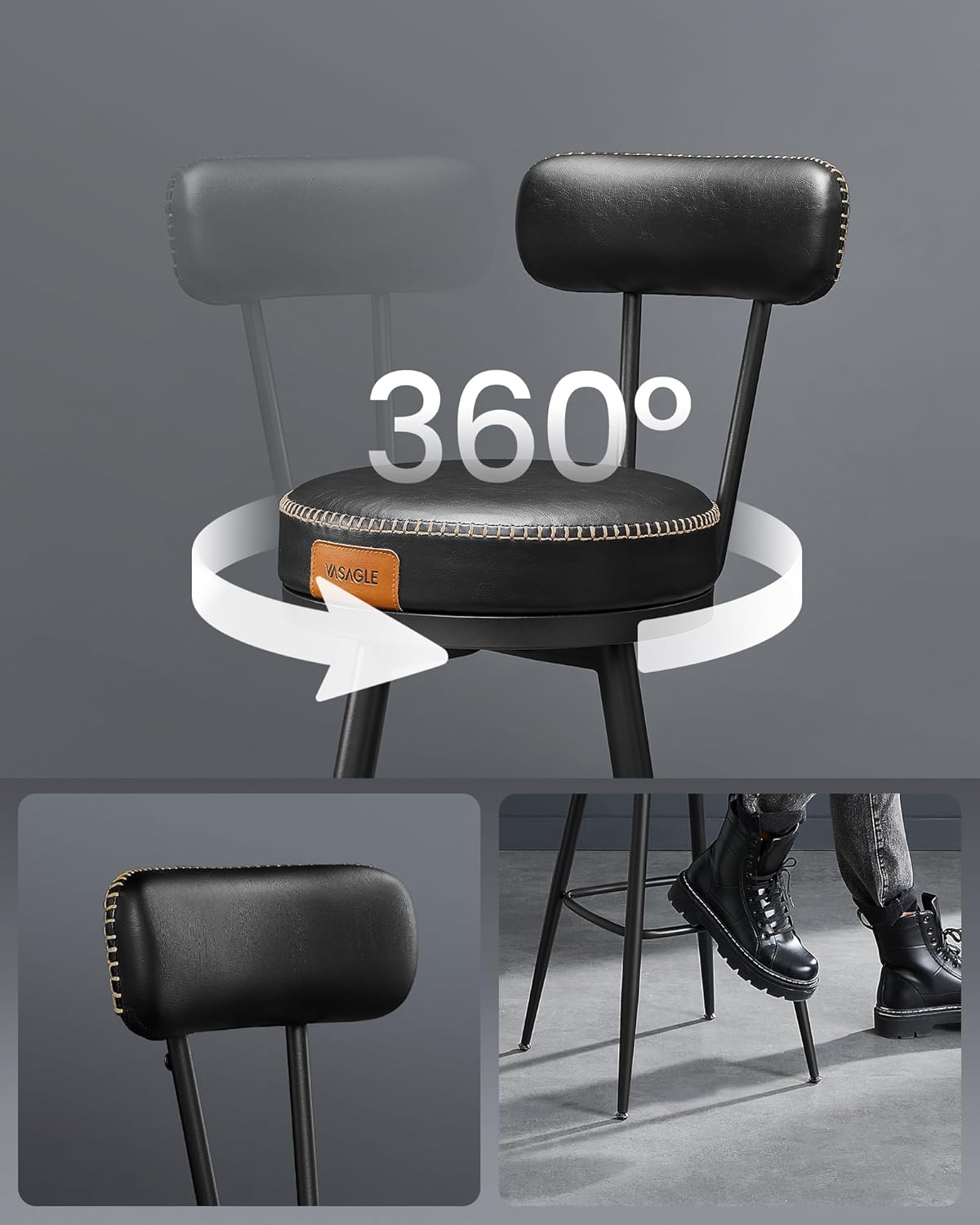 VASAGLE Set of 2 Bar Stool