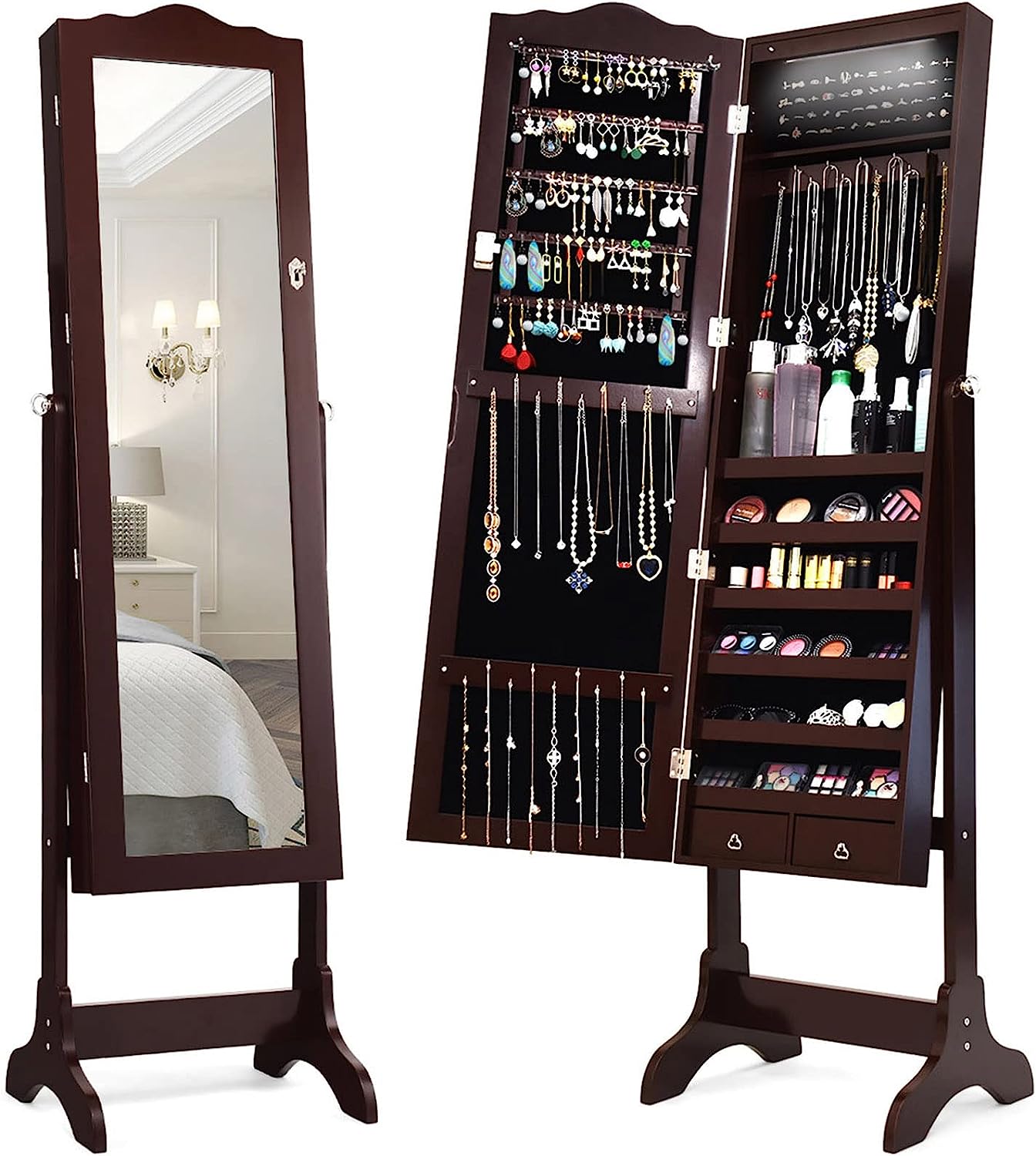 Standing Jewelry Mirror Armoire