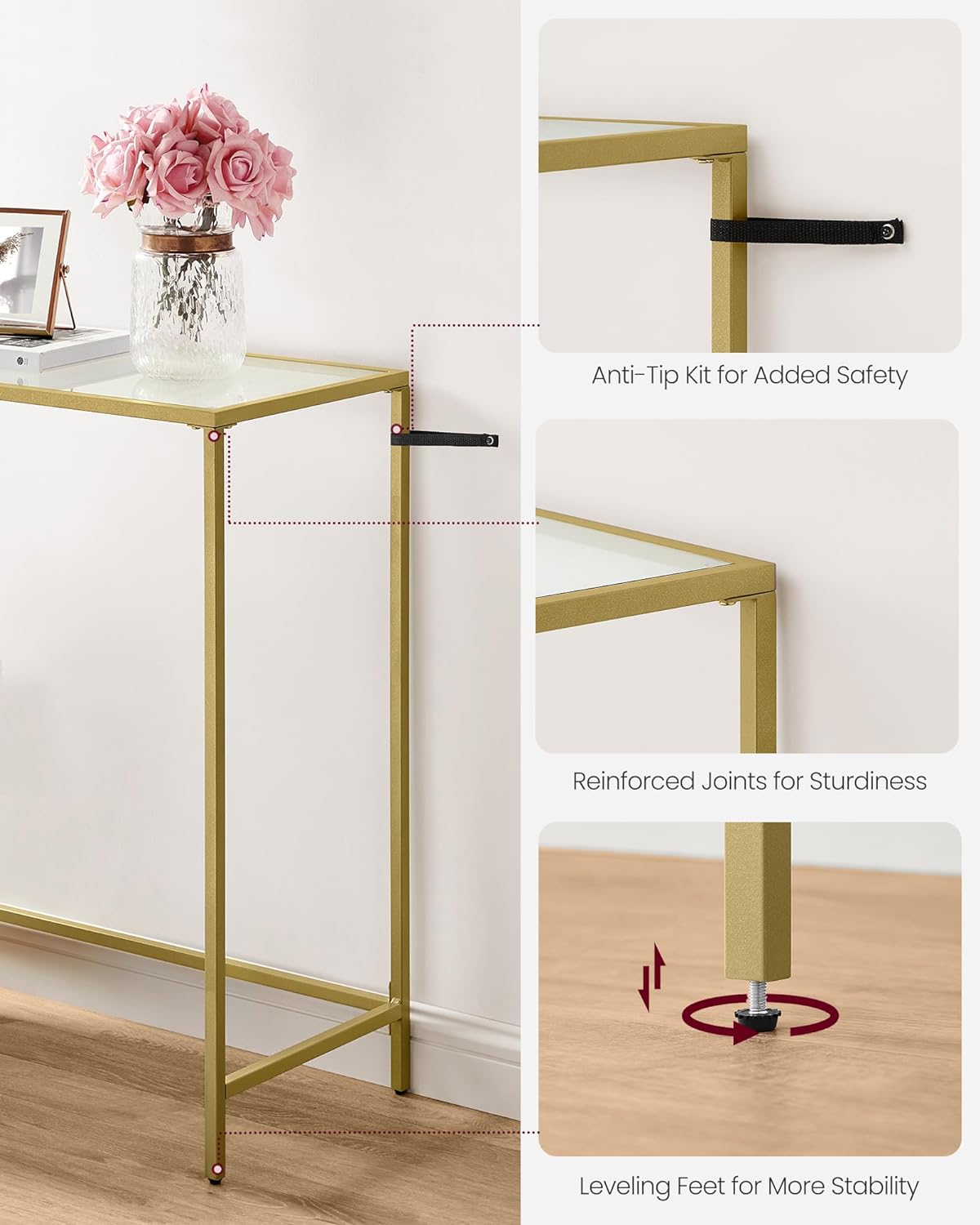 VASAGLE Tempered Glass Sofa Table