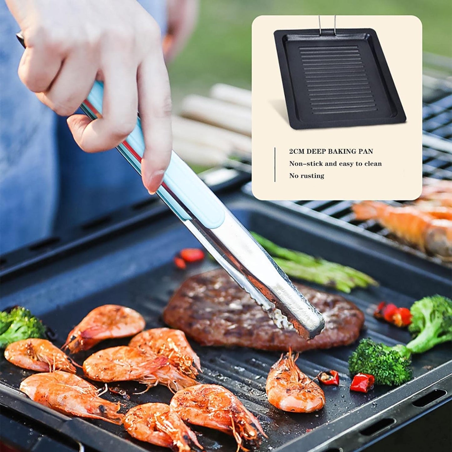 Portable Grill with Side Shelves