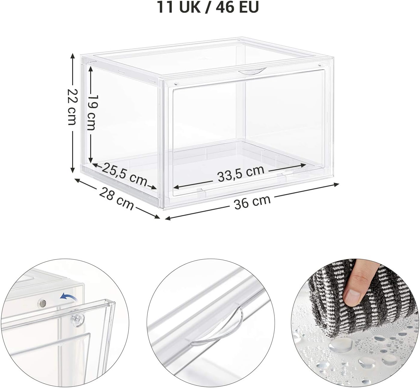 SONGMICS Set of 3 Shoe Boxes LSP03CW