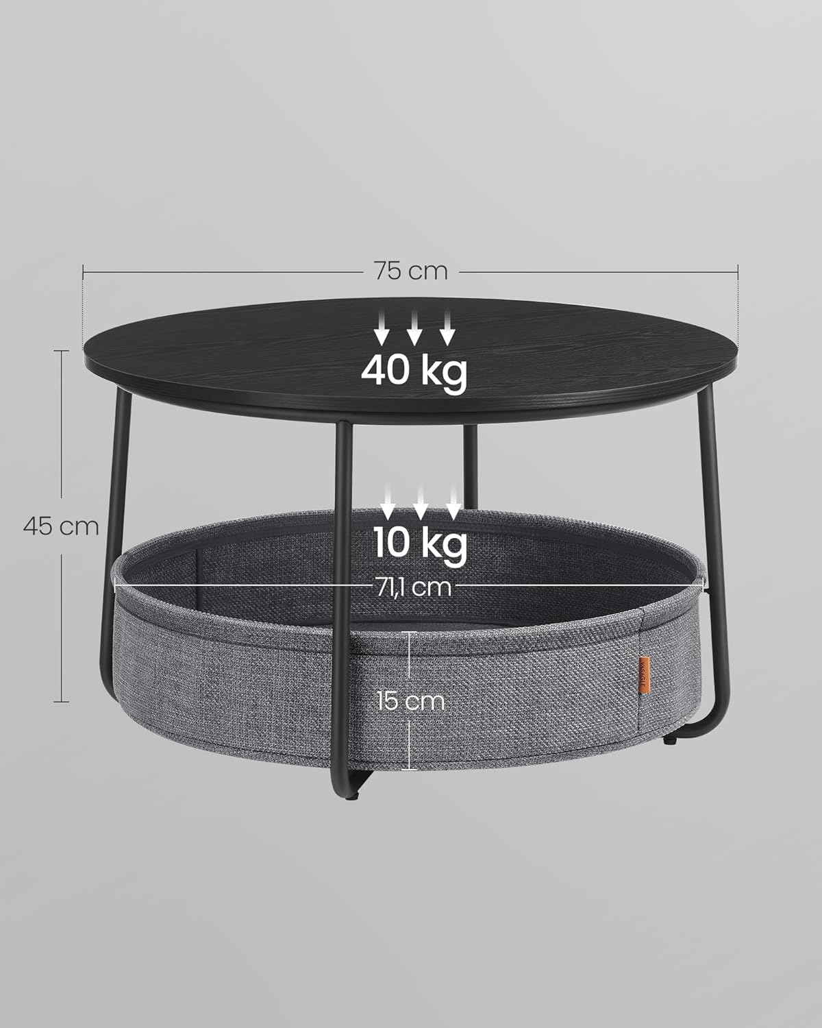 VASAGLE Round Coffee Table LCT244B56