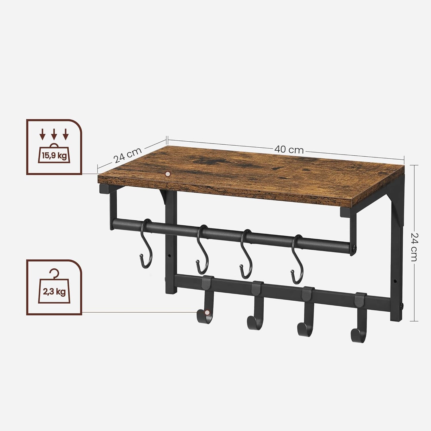 VASAGLE Wall Coat Rack LCR103B01