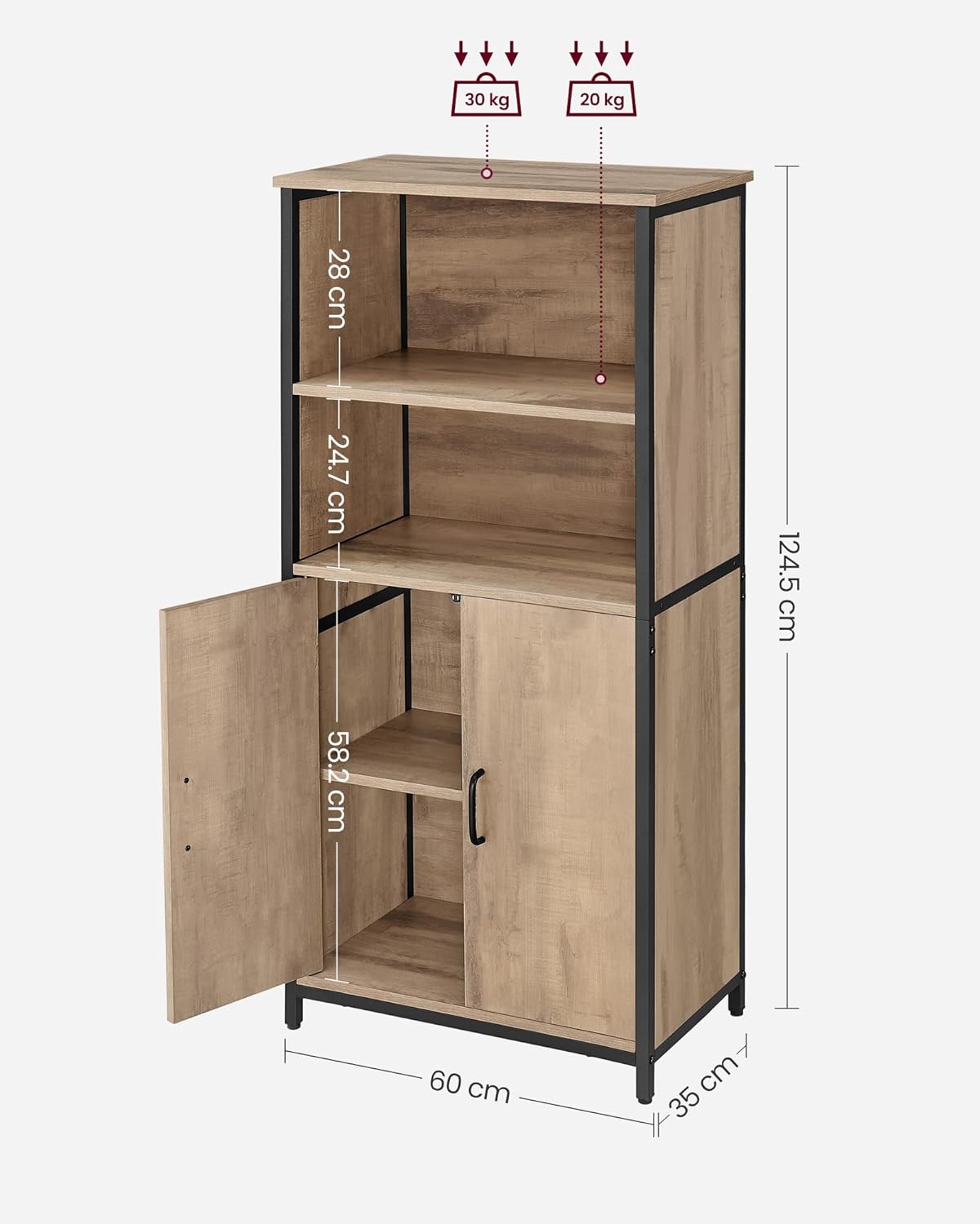 VASAGLE Freestanding Storage Cabinet LSC066B50