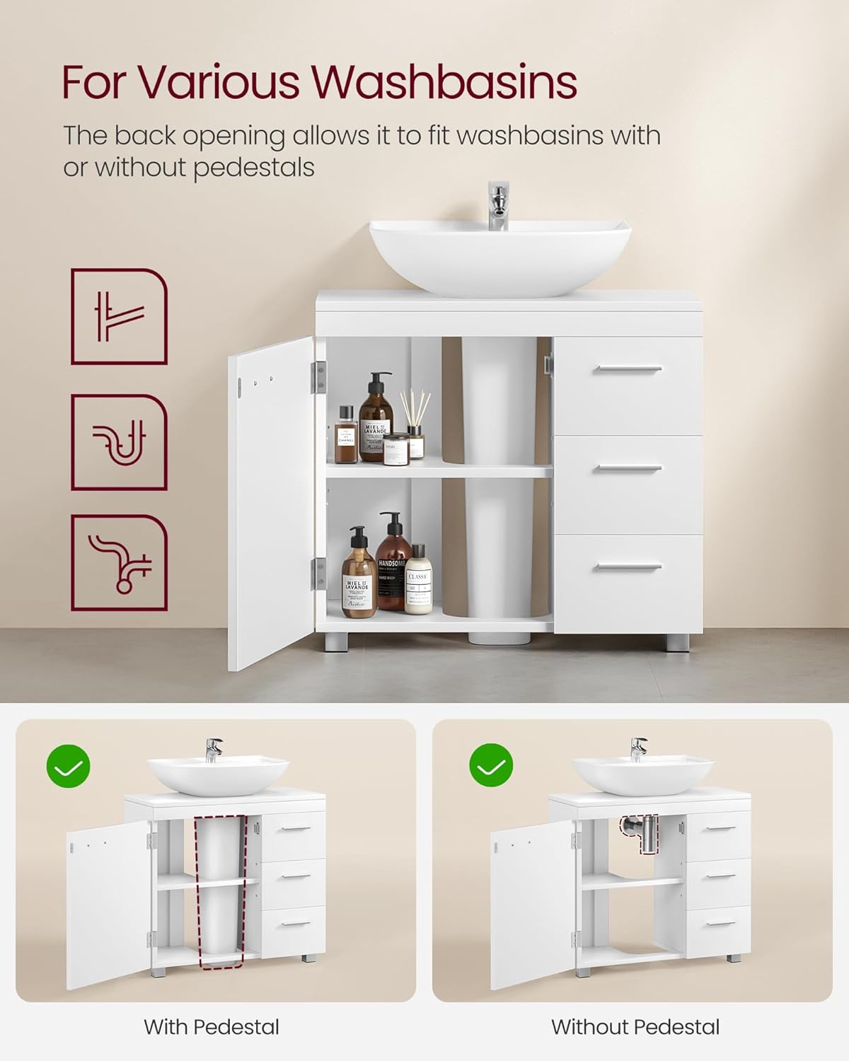 VASAGLE Under Sink Bathroom Cabinet