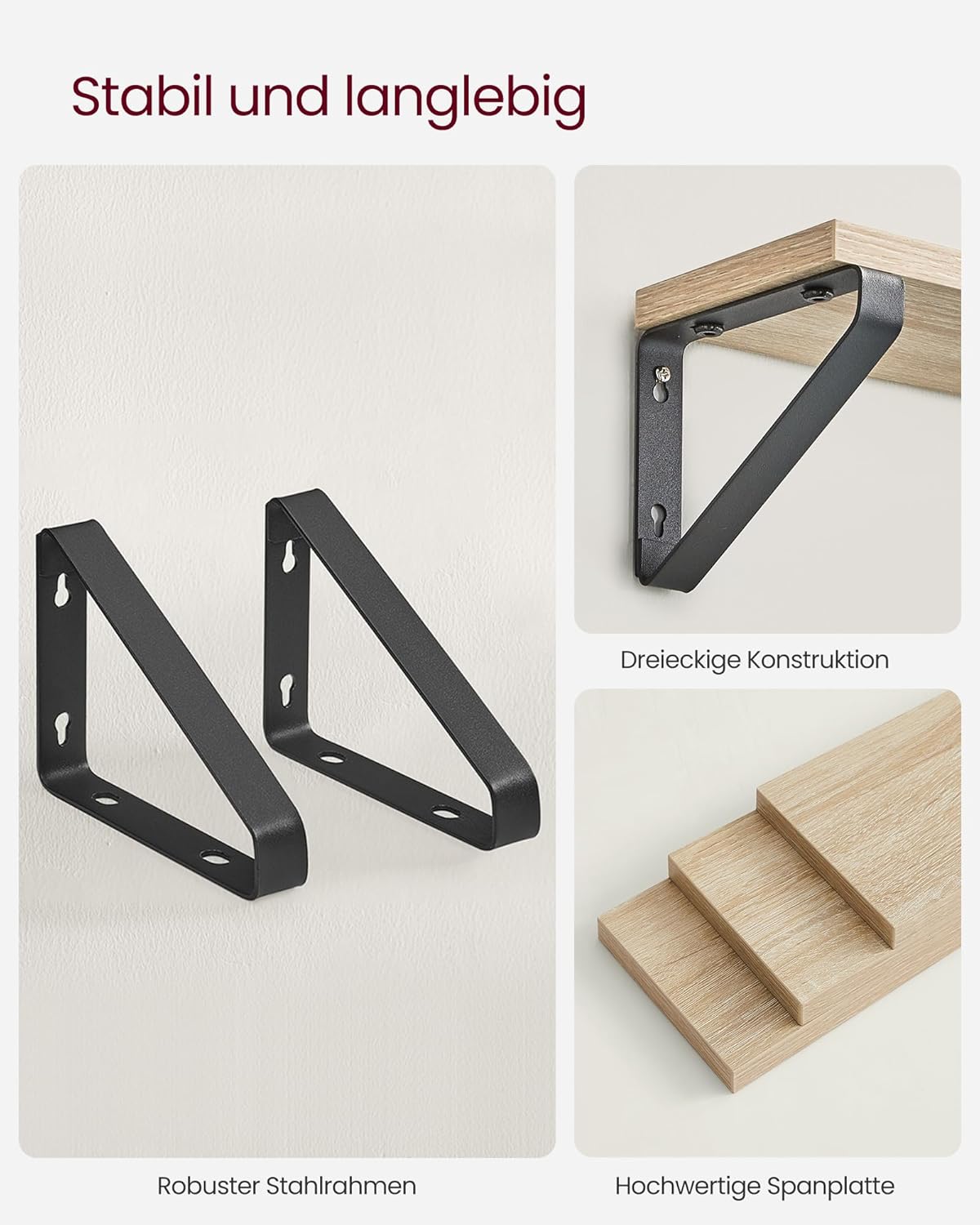 VASAGLE Set of 3 Wall Shelves LWS033B11