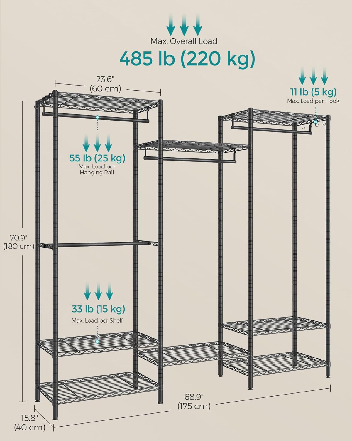SONGMICS Clothes Rack LGR431B01
