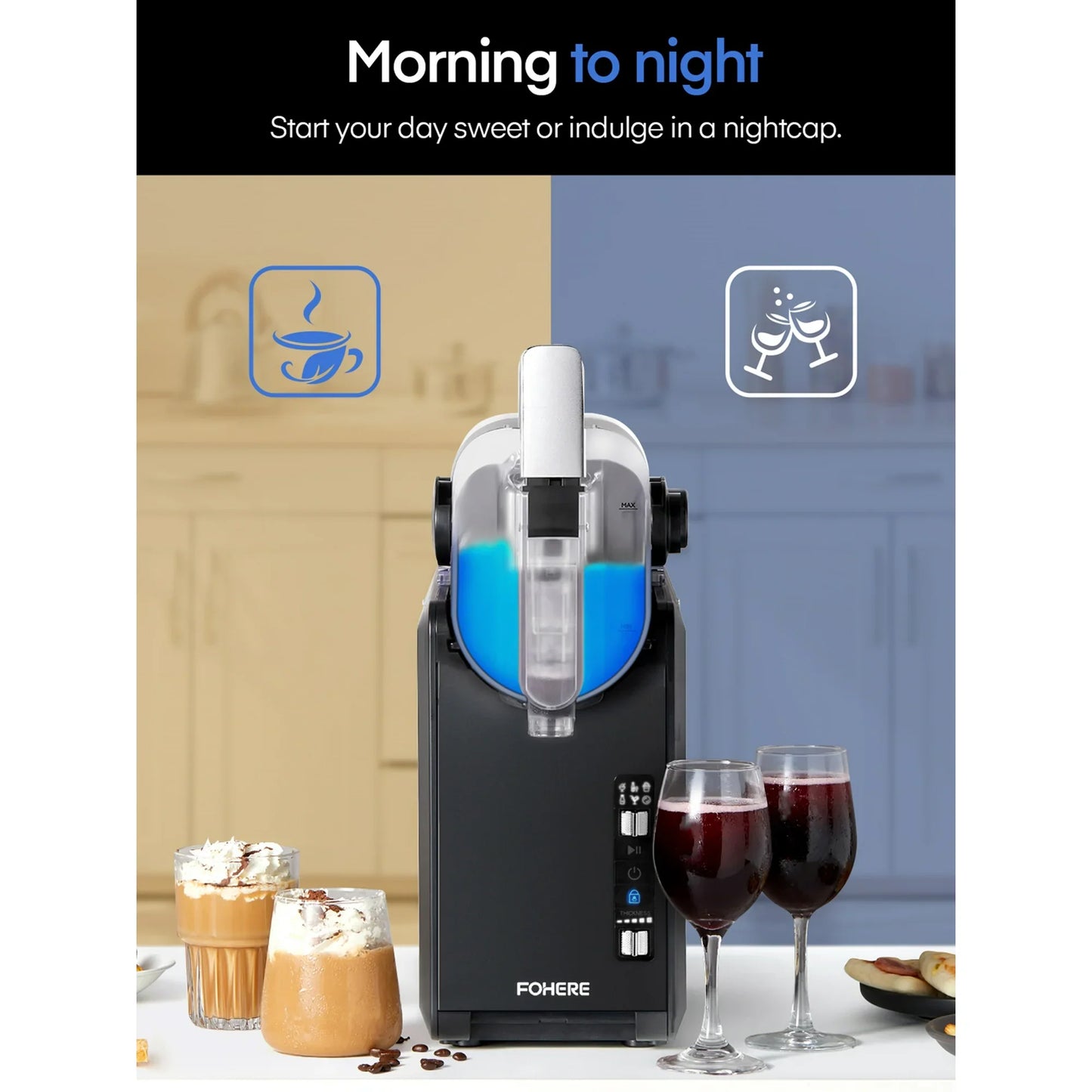 FOHERE Professional Slushie Machine with Quick-freeze Technology
