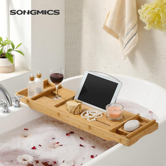 SONGMICS Extendable Bamboo Bath Shelf BCB88Y