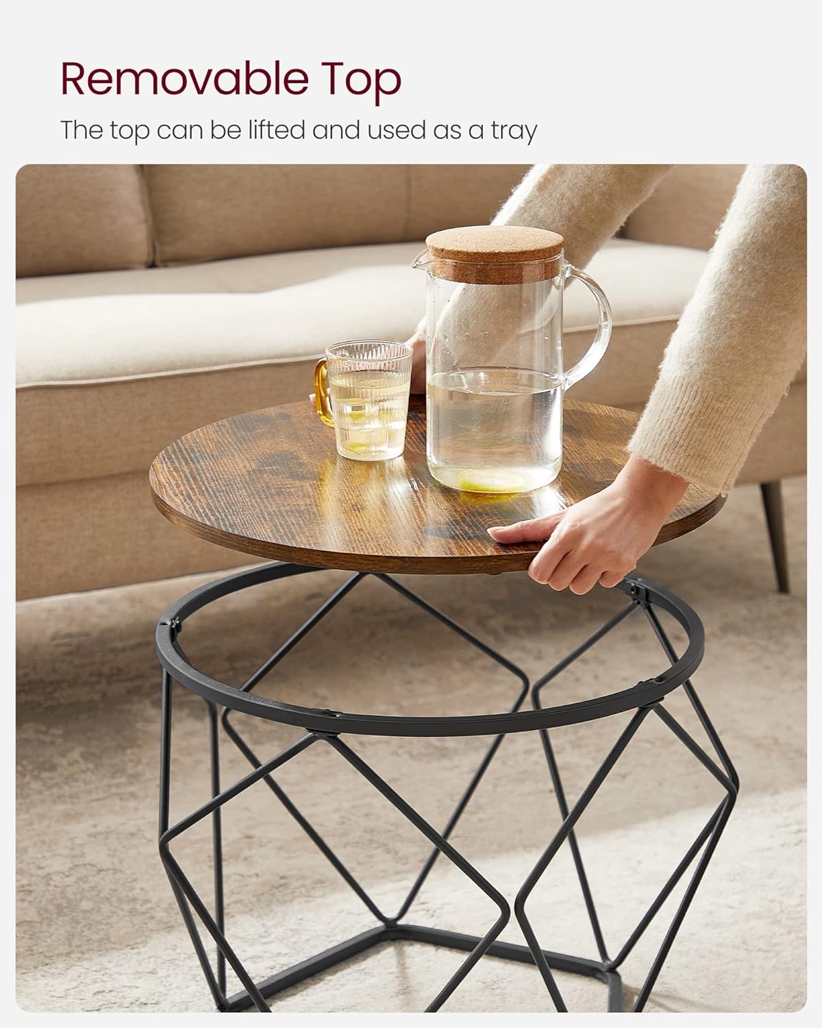 VASAGLE Small Coffee Table Set of 2