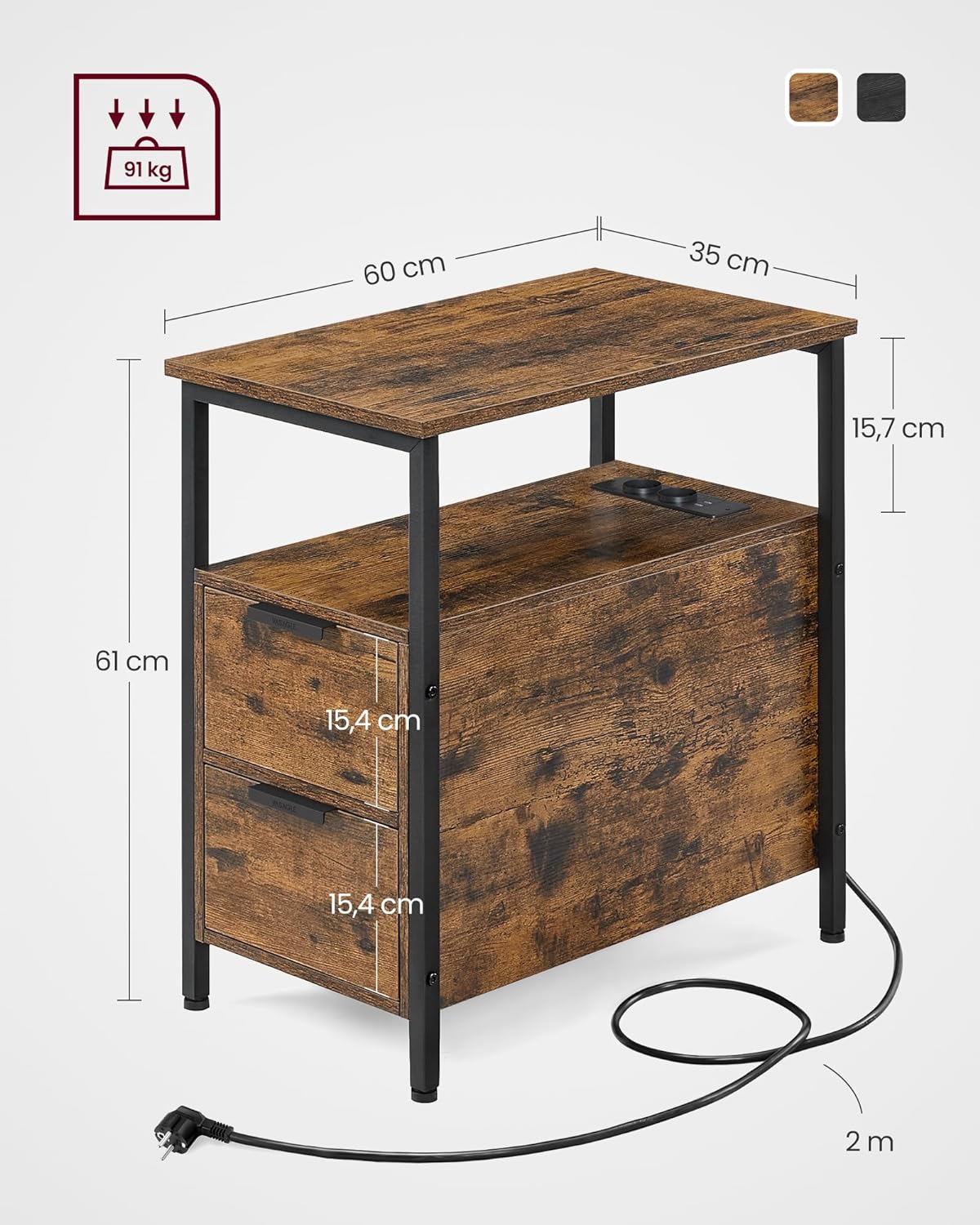VASAGLE Bedside Table