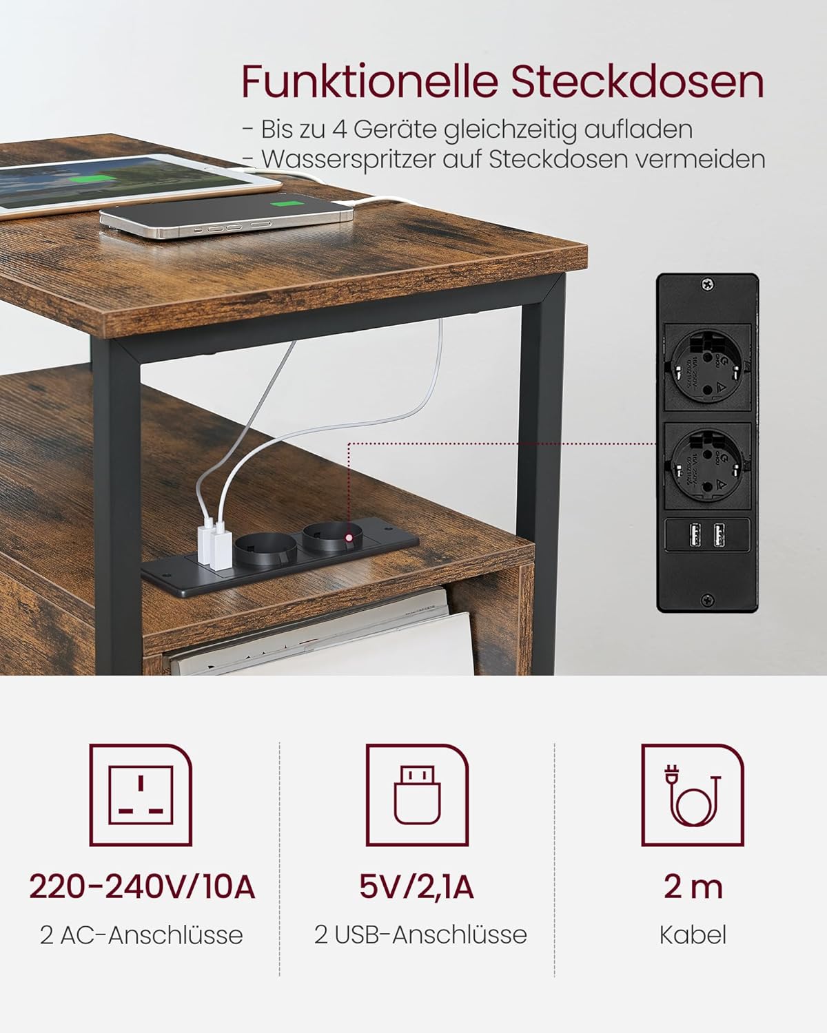 VASAGLE Bedside Table