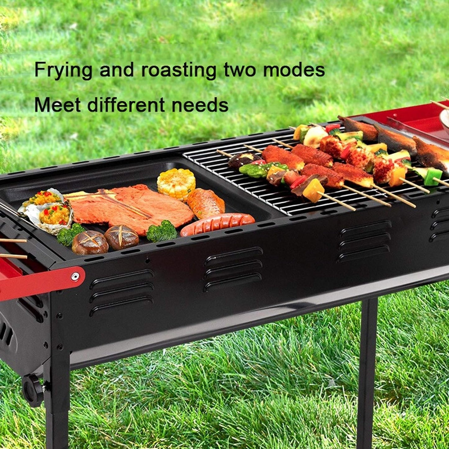 Portable Grill with Side Shelves
