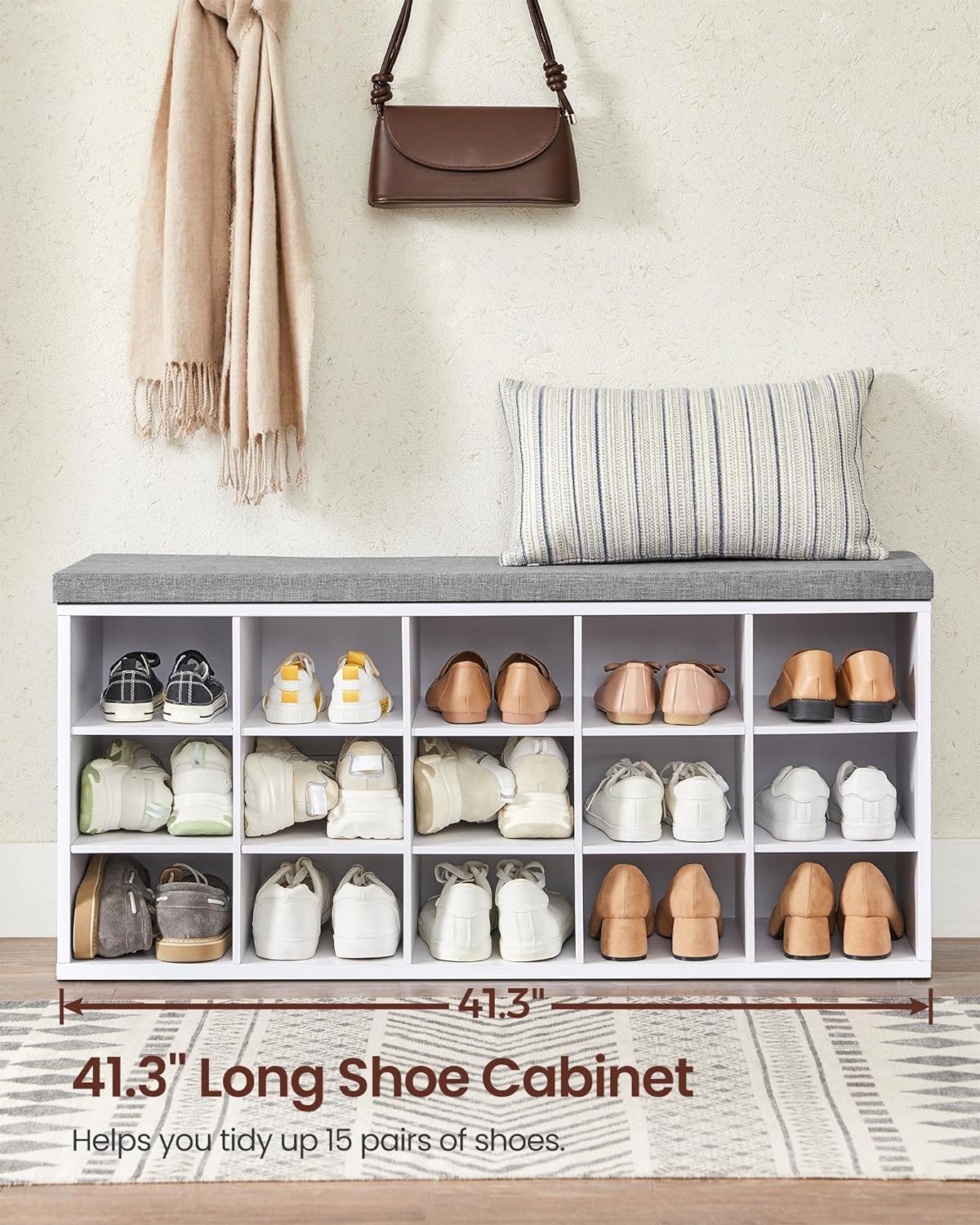 VASAGLE Shoe Bench with Cushion