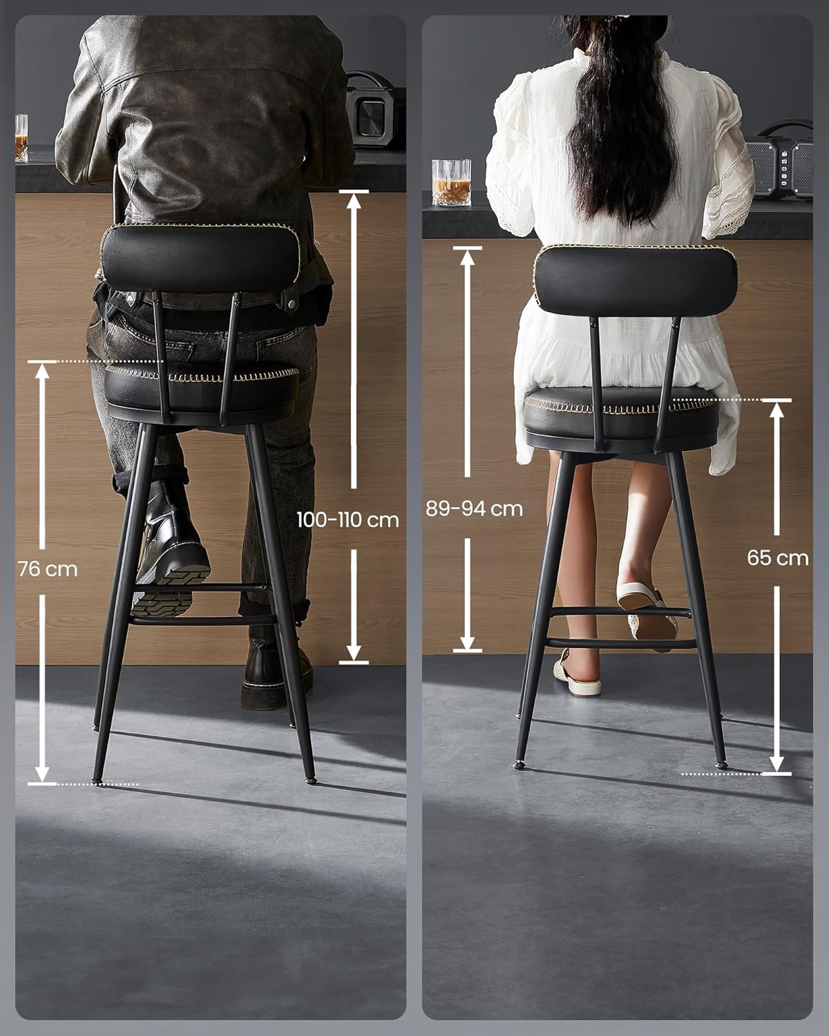 VASAGLE Set of 2 Bar Stool