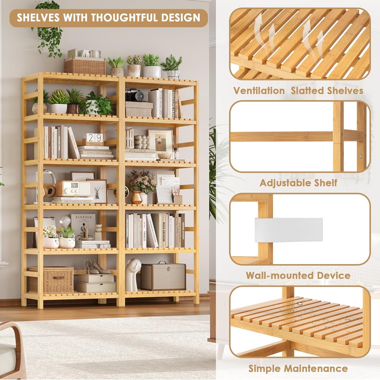 6-Tier Bamboo Shelf
