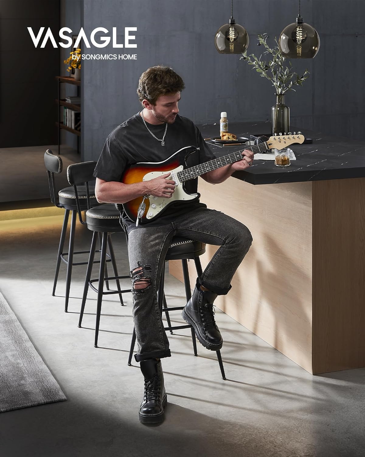 VASAGLE Set of 2 Bar Stool