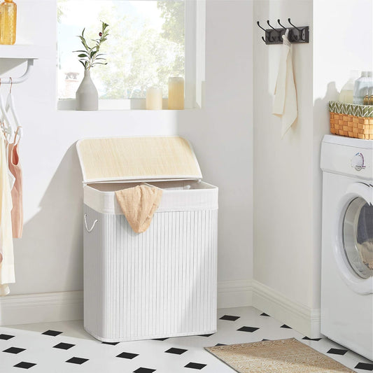 SONGMICS Laundry Basket with Lid LCB64WT