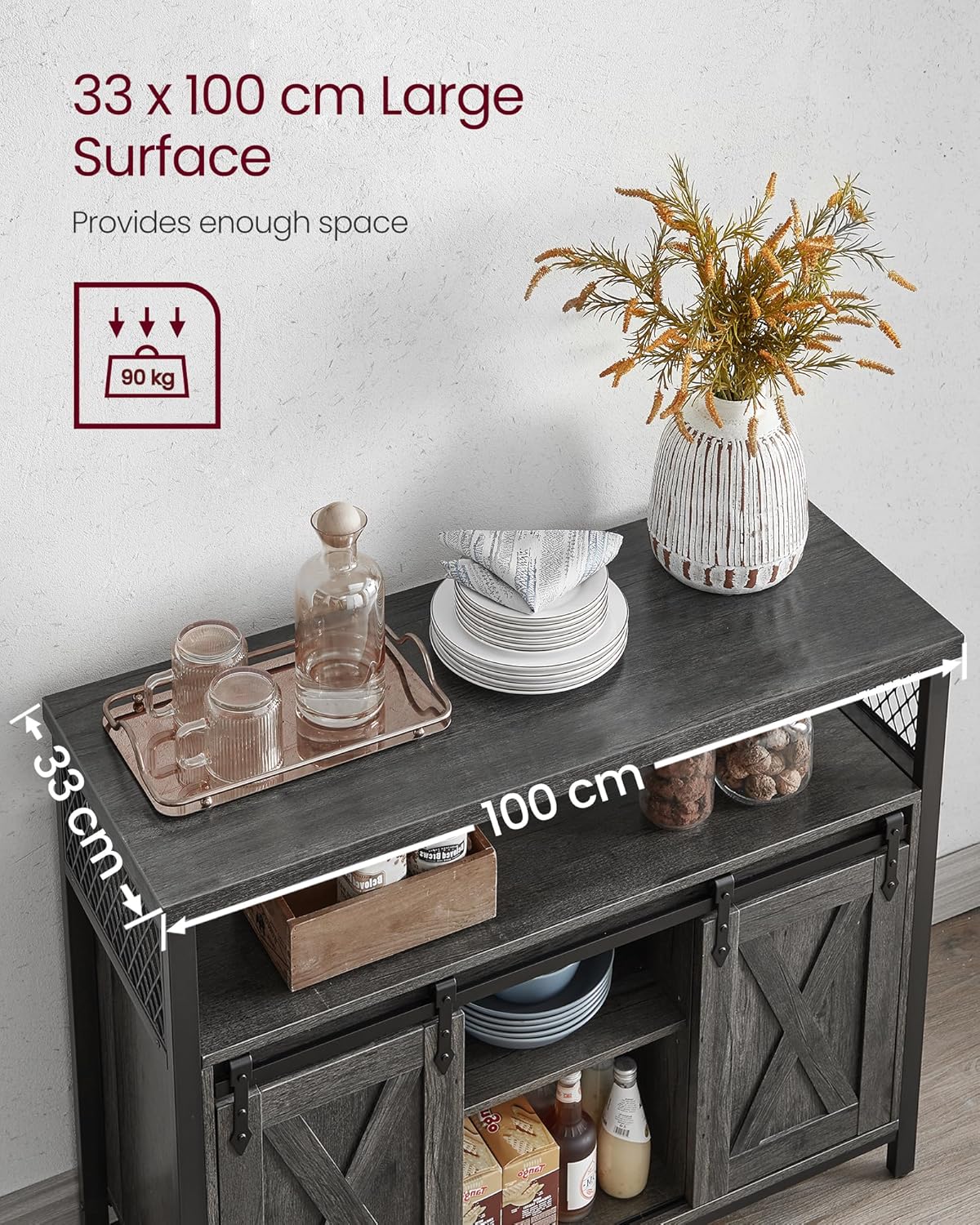 VASAGLE Sideboard, Kitchen Cabinet LSC092B04