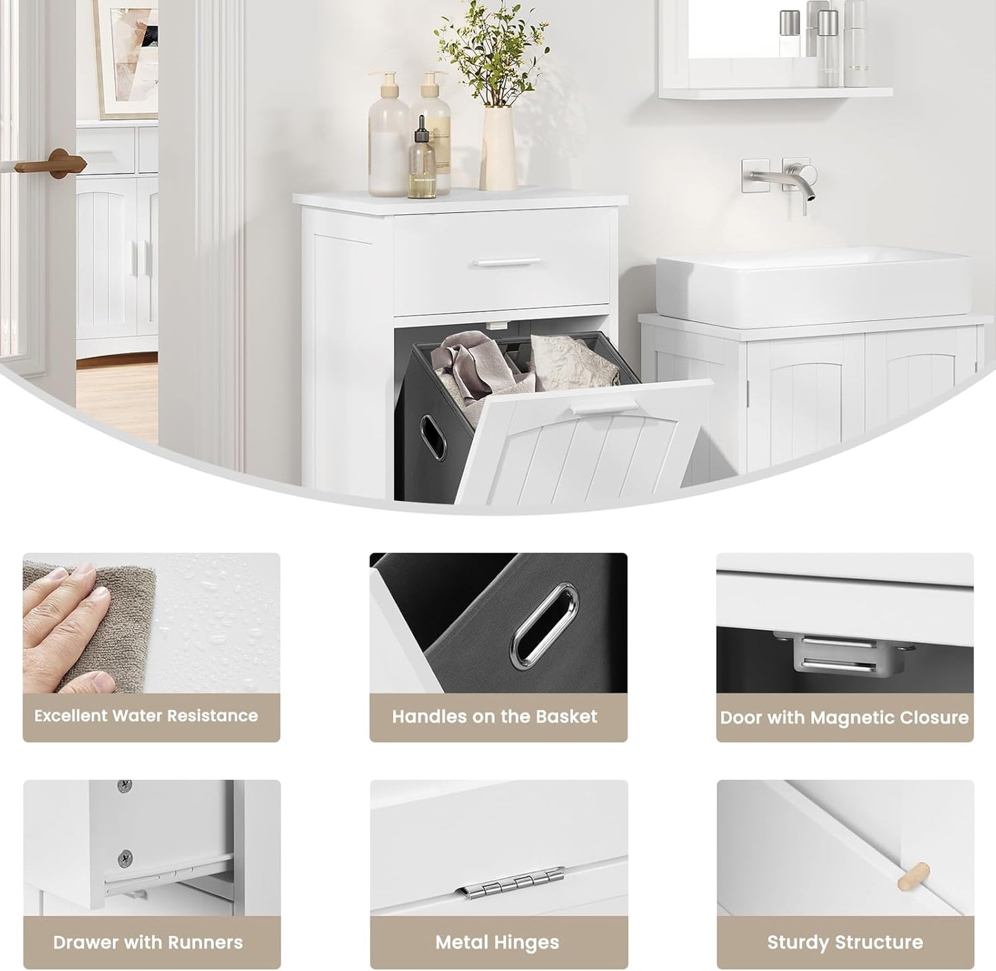 EUGAD Cabinet with Laundry Basket