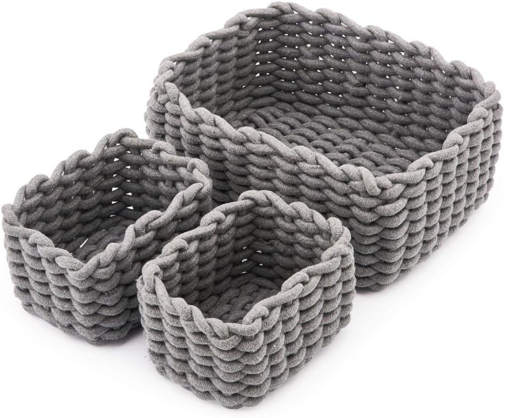 Set of 3 Cotton Rope Basket