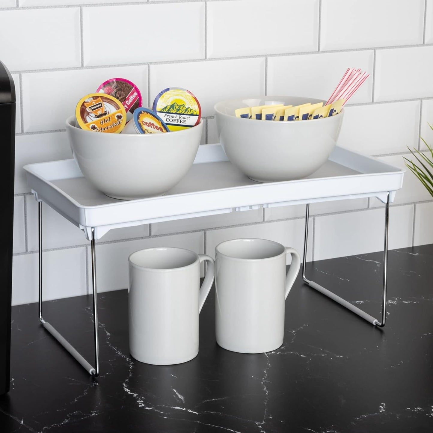 Foldable Rubber Lined Plastic Kitchen Organizer Rack
