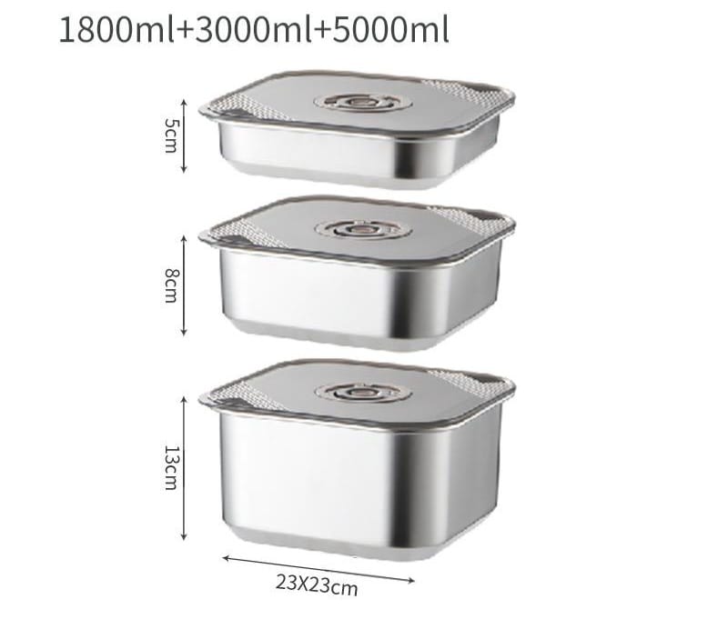 3 Pieces Stainless Steel Food Storage Container
