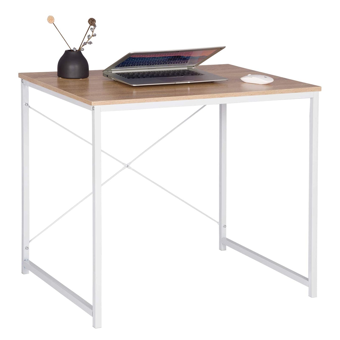 Wood with Iron Frame Computer Desk