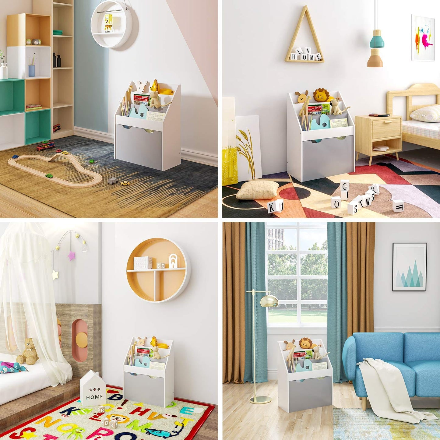 WOLTU Kids Bookshelf with Wheels