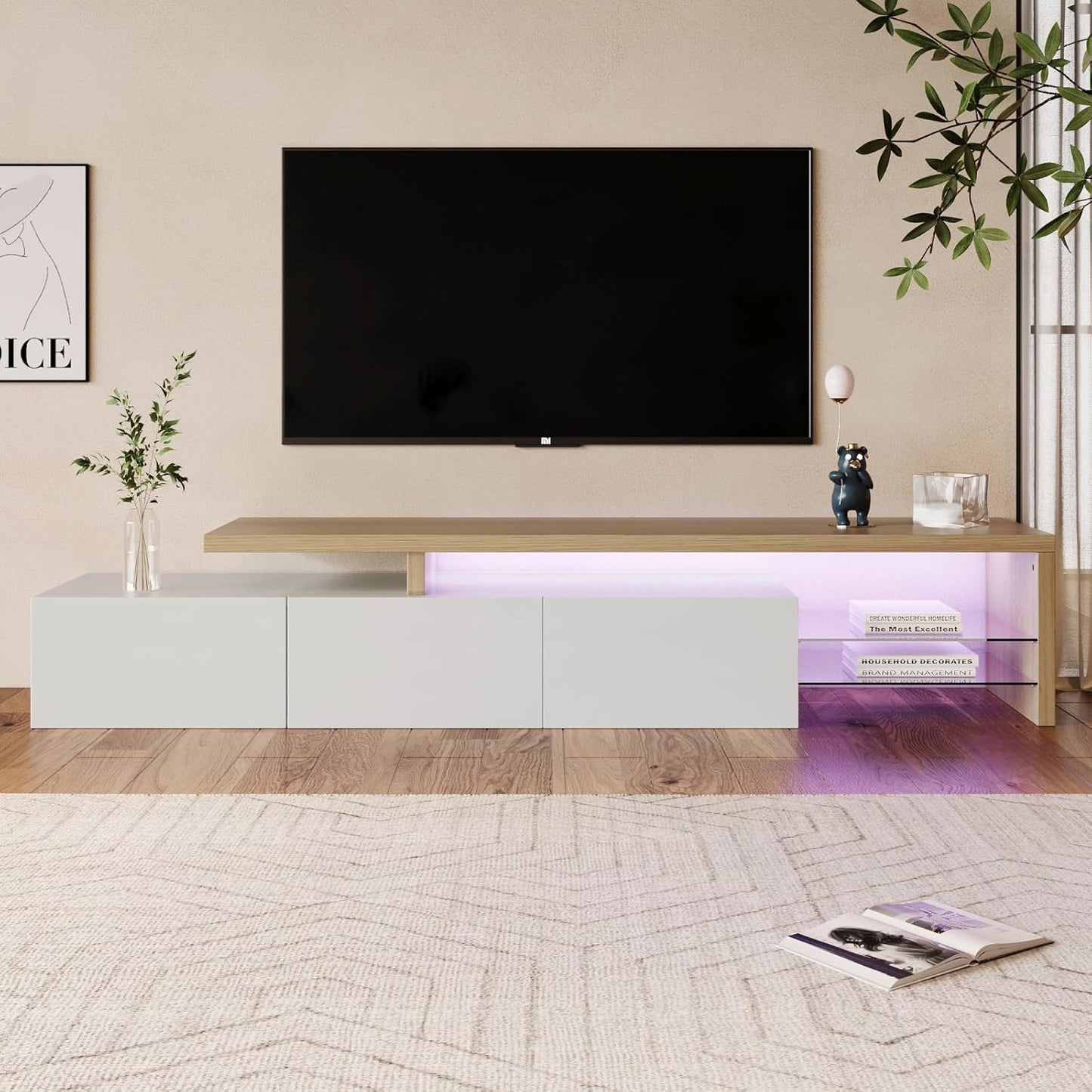 LED TV Bench in Two-Piece Set