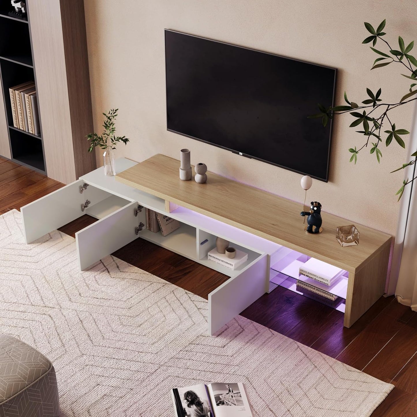 LED TV Bench in Two-Piece Set