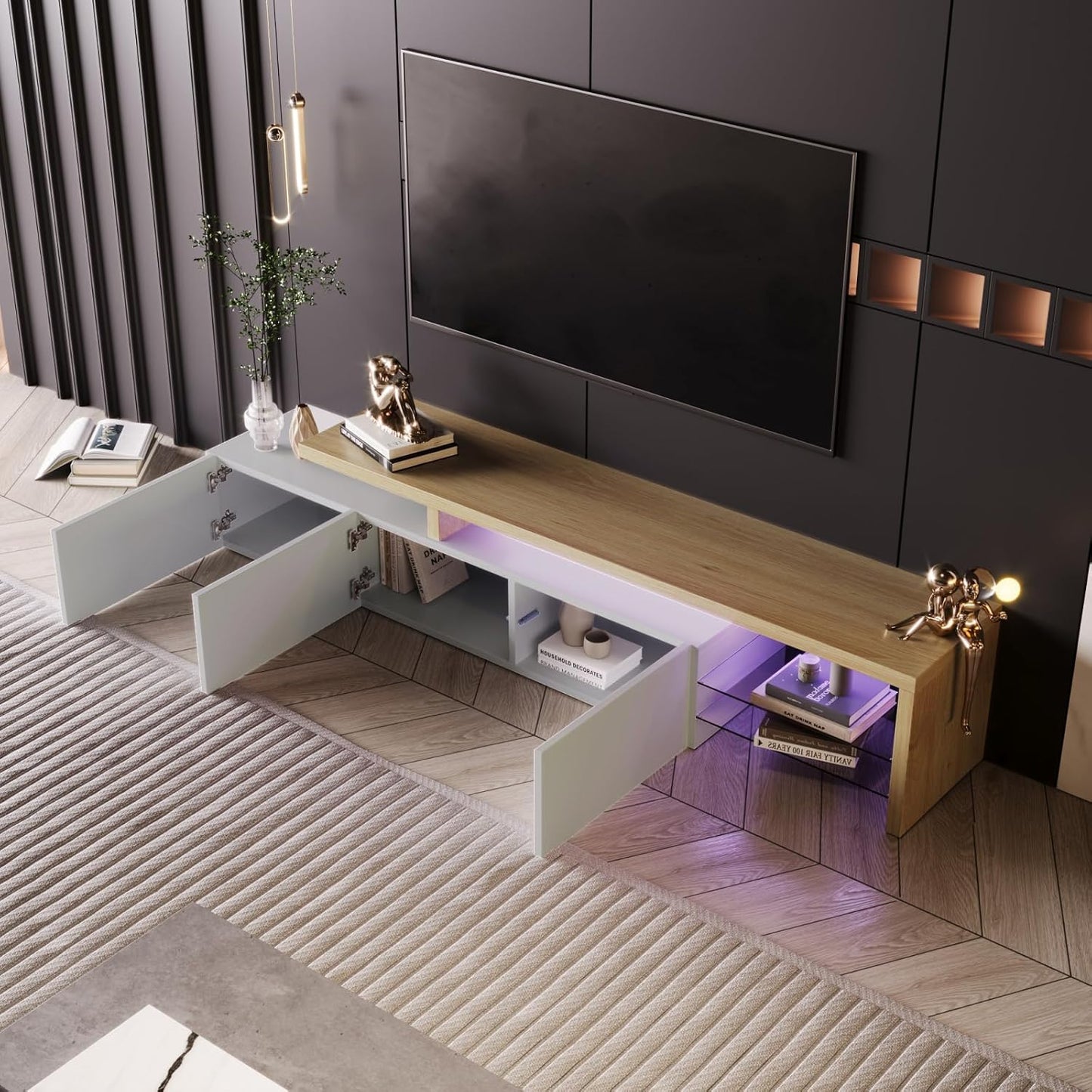 LED TV Bench in Two-Piece Set
