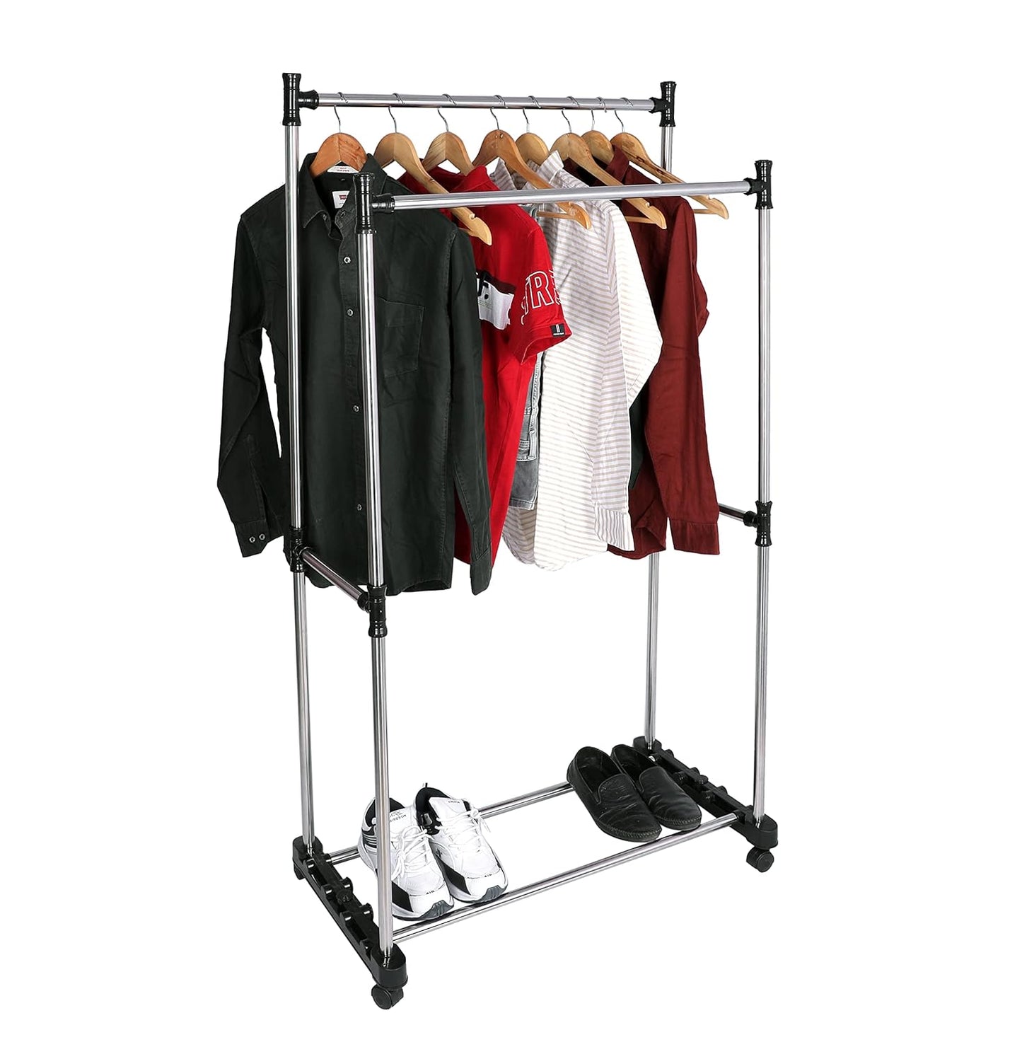 Double Pole Adjustable Clothes Rack