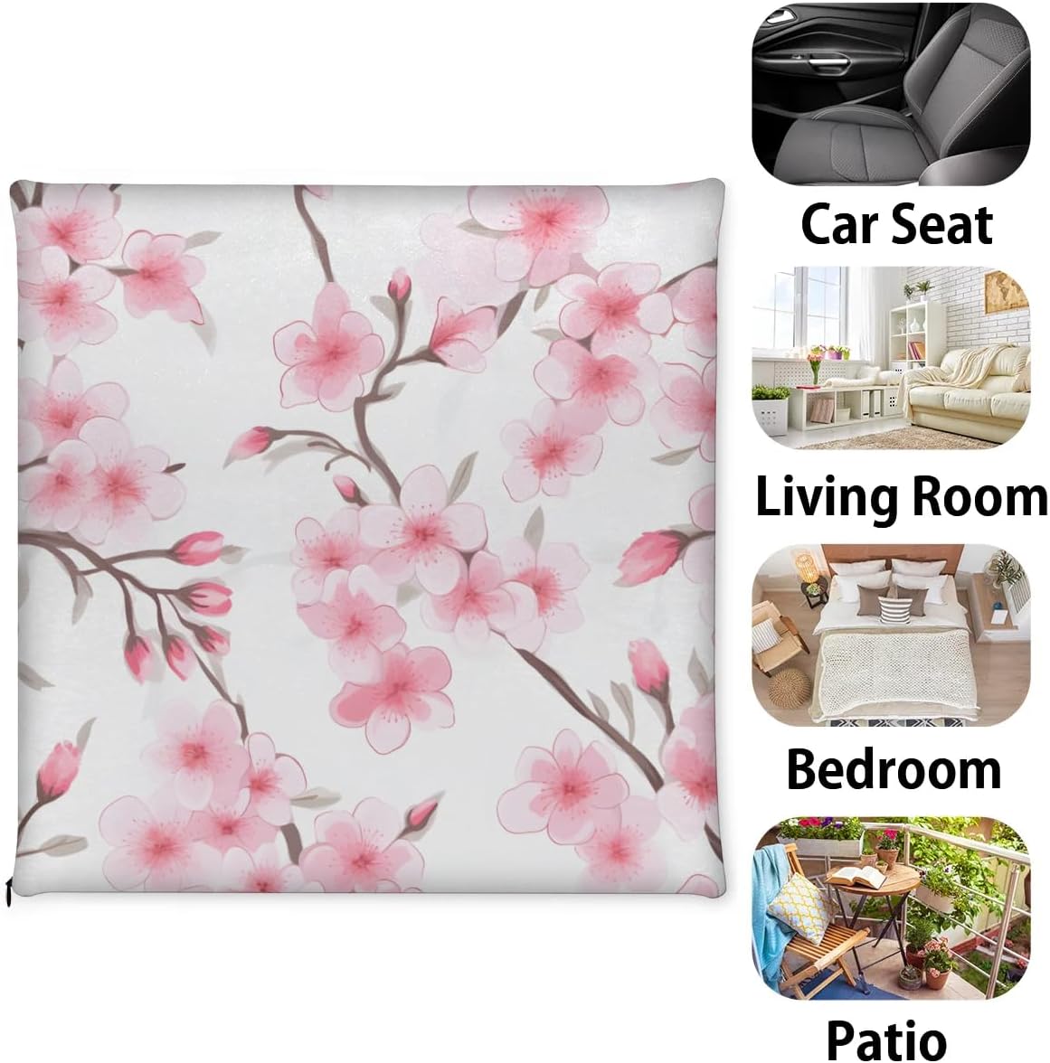 Pink Cherry Blossom Flower Chair Cushions