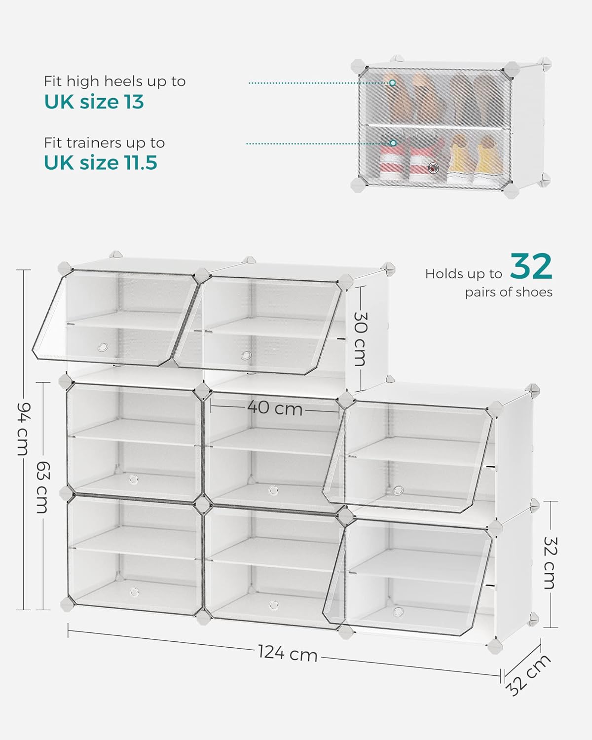 SONGMICS 8-Slot Shoe Rack