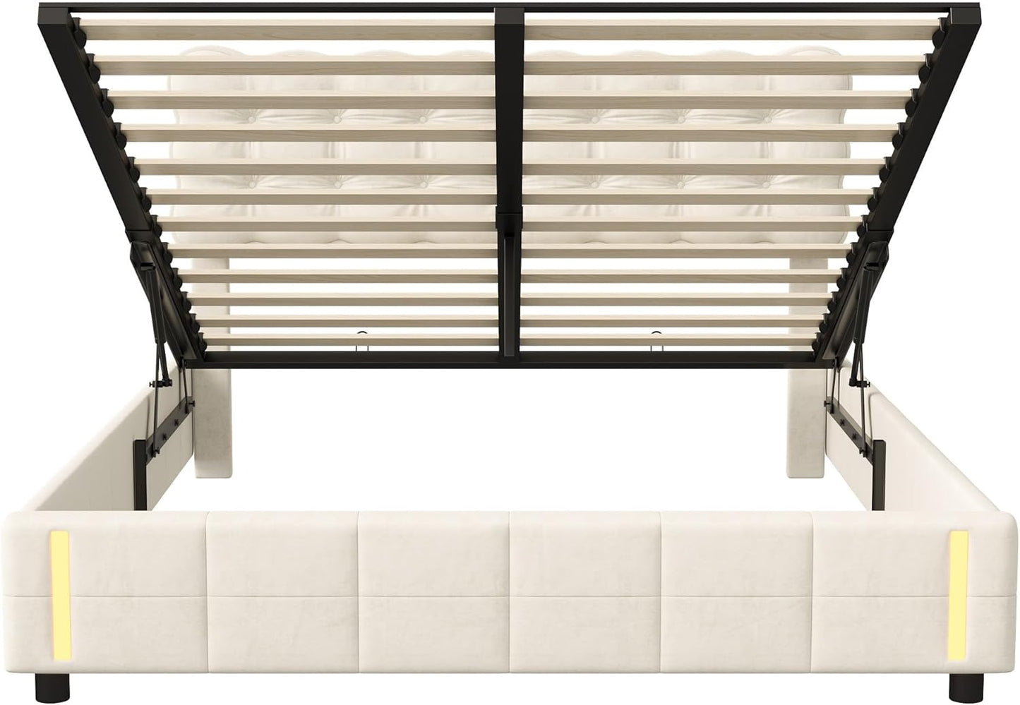Bed with Storage and LED Light with Automatic Sensor