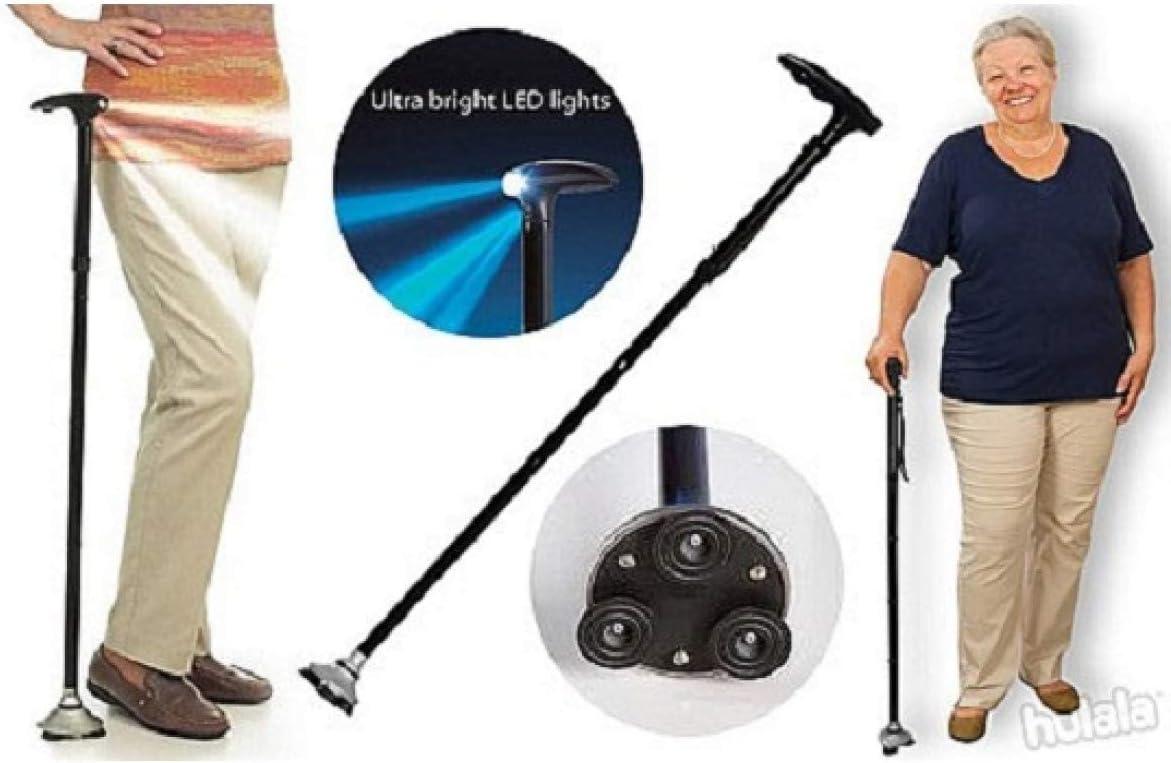 TRUSTY CANE Sturdy Folding Cane with Built-in Lights